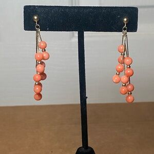Vintage 14K Gold Coral Drop Earrings